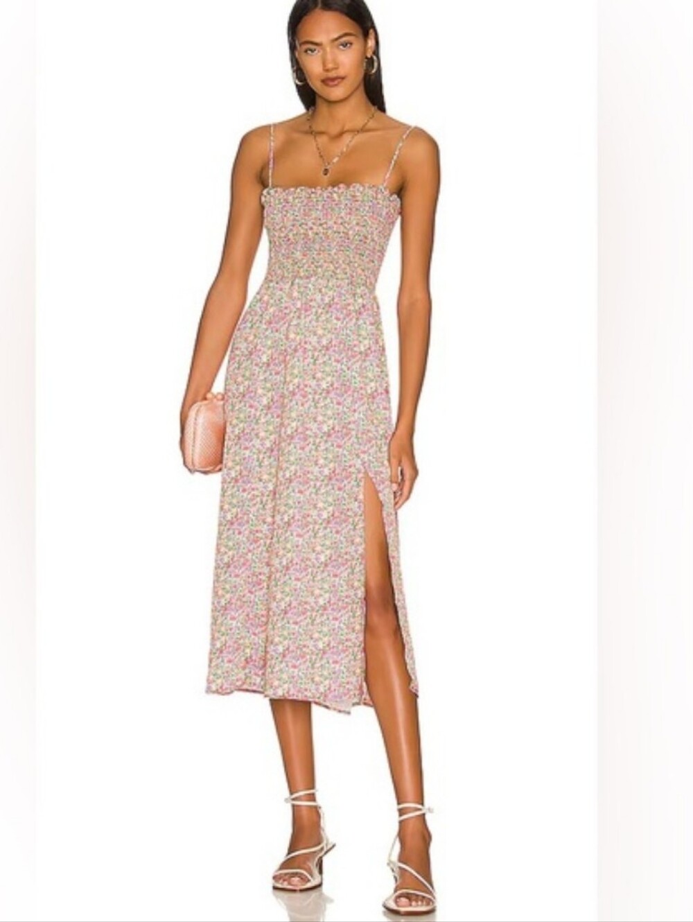 ​RESA Ashley Smocked Floral Midi Dress In Charlestone Size Small